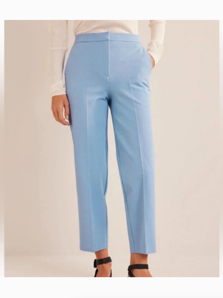 Boden Bi-Stretch Straight Trouser Crop Ankle Pant Light Blue 12 Spring Stretch